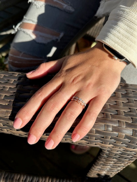 Crystal Antique Stack Ring (Rose Gold Vermeil)