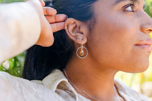 Citrine Sterling Silver Circle Dangle Earrings