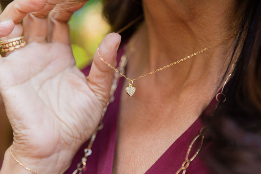 Crystal Small Heart Pendant Necklace 14k Gold Fill