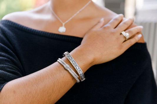 Swirl Inlay Sterling Silver Bangle Bracelet