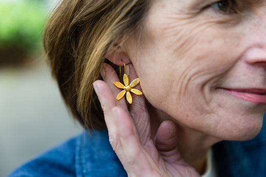 Flower Power gold fill dangle earrings