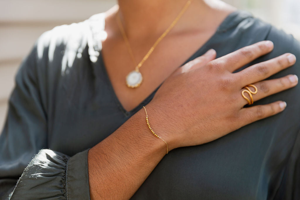 Gold Crystal Cut Beads Bracelet 14k Gold Fill
