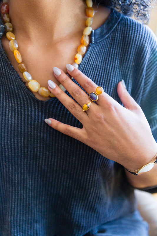 Red Agate Large Stone Bead Necklace