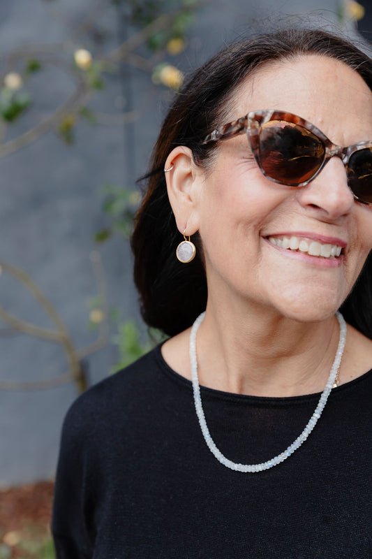 Rose Quartz Round Earrings Medium ~ Set in 24k Gold Fill