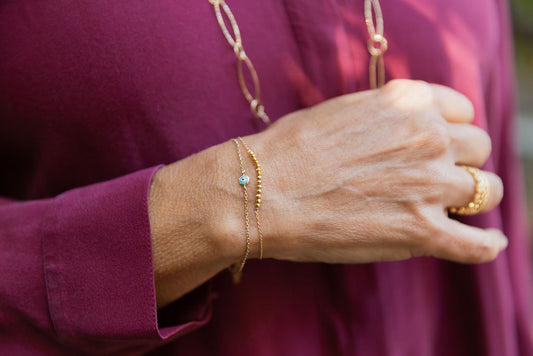 Gold Crystal Cut Beads Bracelet 14k Gold Fill