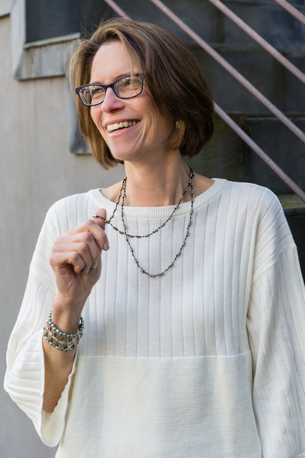 Zinc/Silver Circular Bead Adjustable Necklace