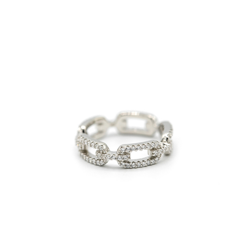 Crystal Chain Link Silver Ring