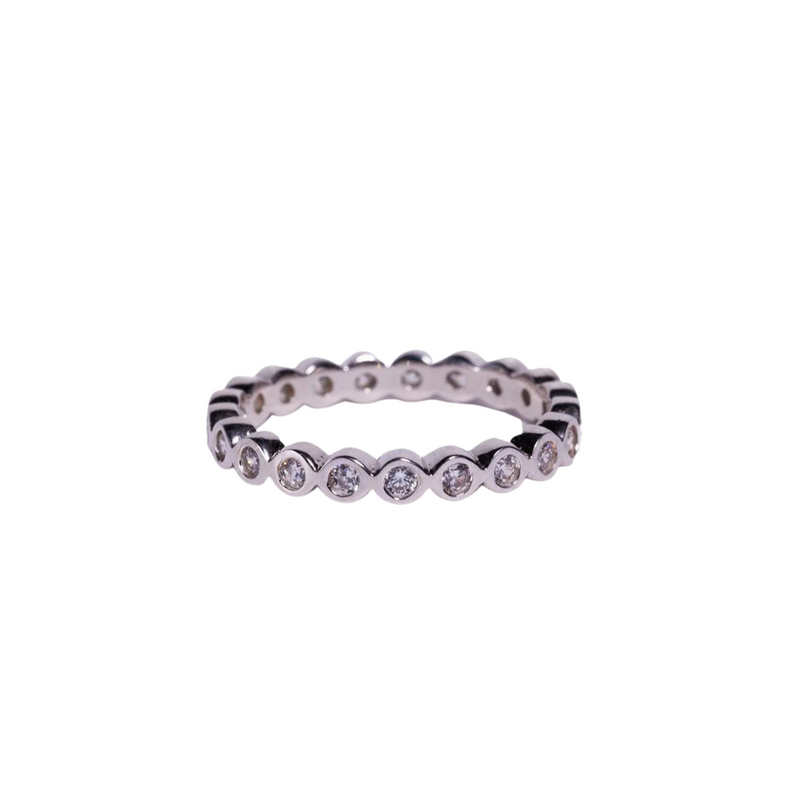 Crystal Round Stack Ring (Silver)