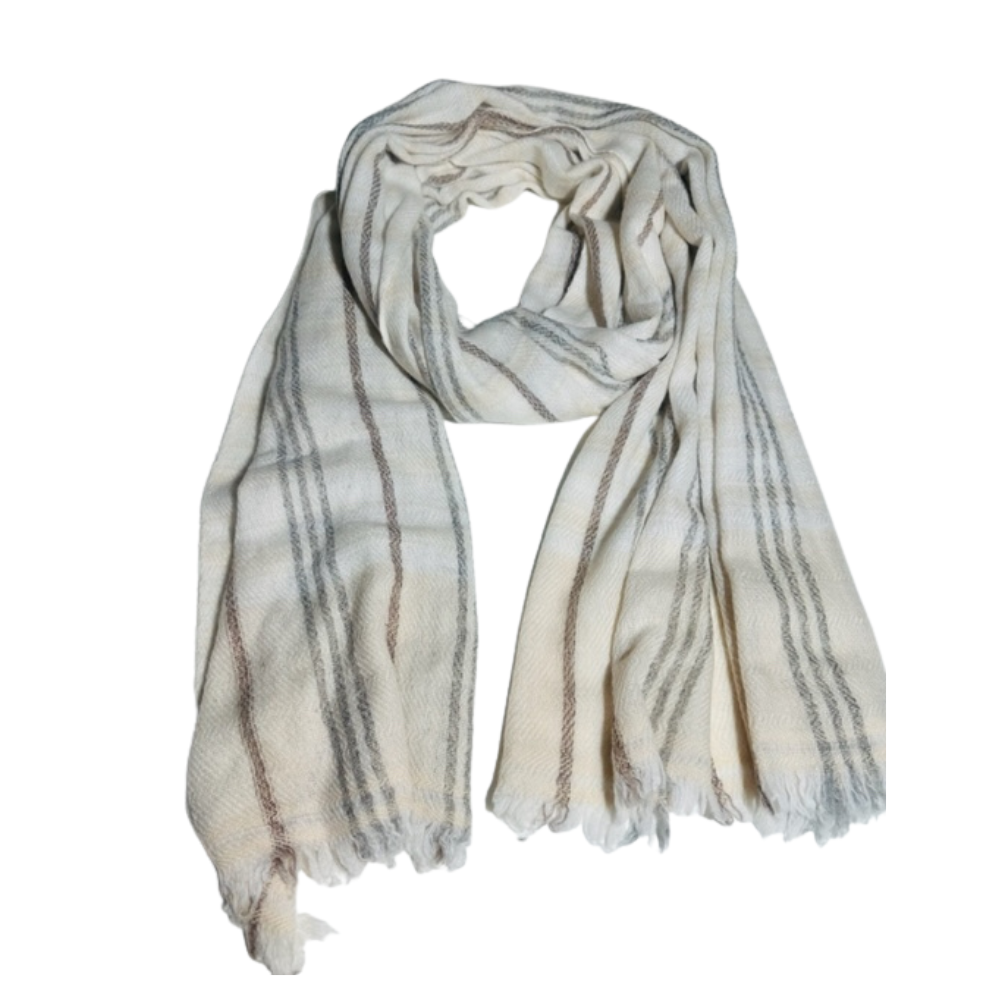 Scarf - Pashmina - Off White & Grey – Beksan Designs