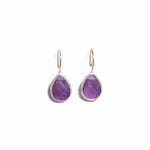 Single Stone Small Amethyst Stone Silver Earrings (available in oval ONLY)