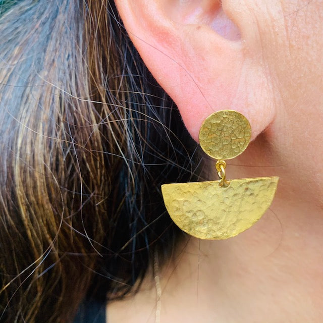 Geo Half Moon Stud Earrings