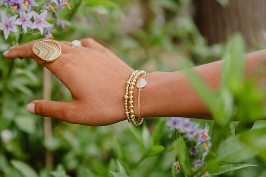 Real Moonstone Bracelet with Gold Fill Chain
