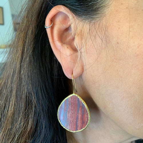 Red Agate Slice Earrings