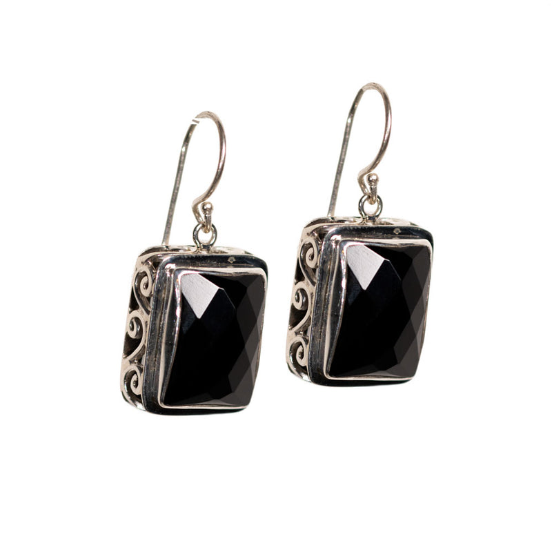 Black Onyx Earrings Sterling Silver