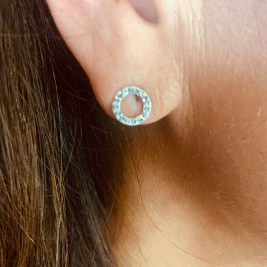 Circle Crystal Stud Earrings
