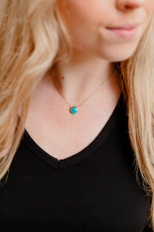 Turquoise Round Pendant Necklace