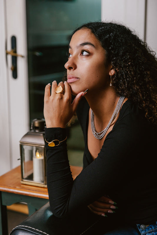 Light Gray Crystal Bead Necklace