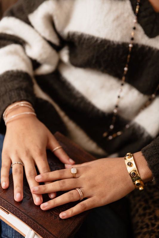 Crystal Antique Stack Ring (Gold Vermeil)