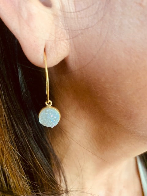 Druzy Gold Drop Earrings