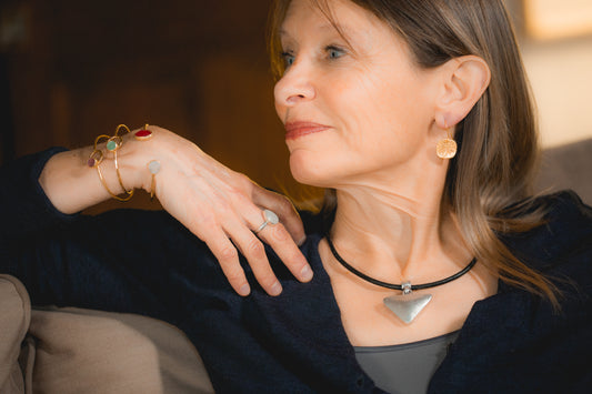 Necklace - Zinc/Silver - Leather Arrowhead - Beksan Designs