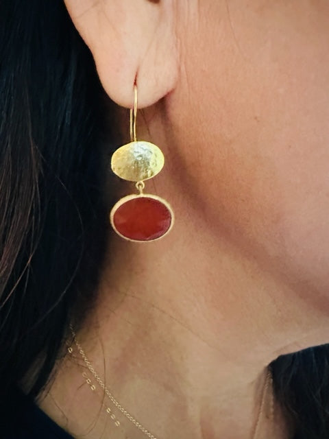 Red Agate and Gold Fill Earrings