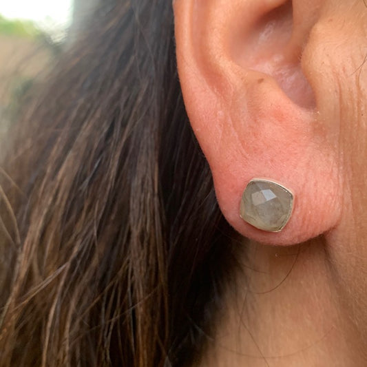 Labradorite Stud Earrings (Silver or Gold)