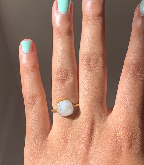 Real Moonstone Ring (Gold Vermeil)