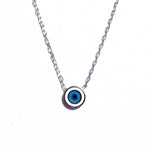 Modern Enamel Evil Eye Pendant Silver Necklace