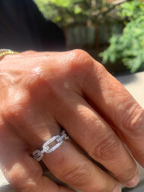 Crystal Chain Link Silver Ring