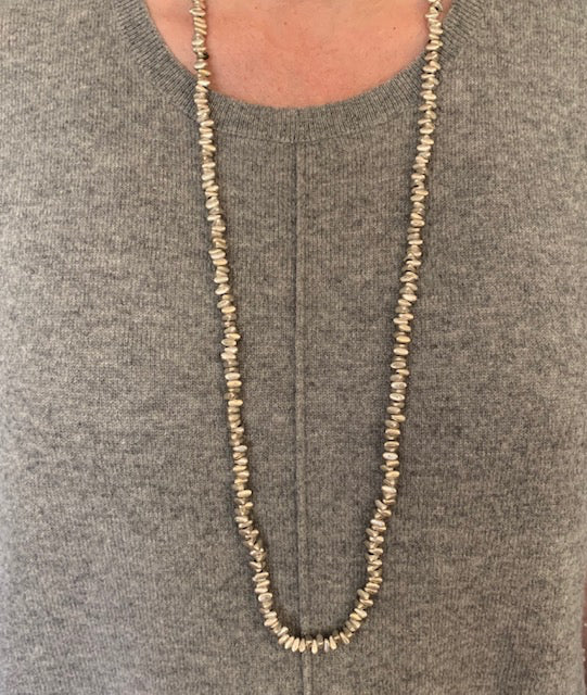 Zinc/Silver Triangle Bead 36" Long Necklace