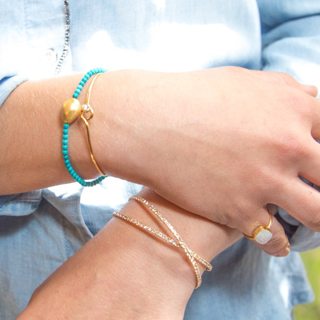 Bracelet - Crystal - X Inlay in gold - Beksan Designs