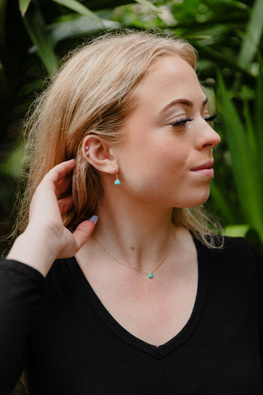 Turquoise Pendant Gold Fill Chain Necklace