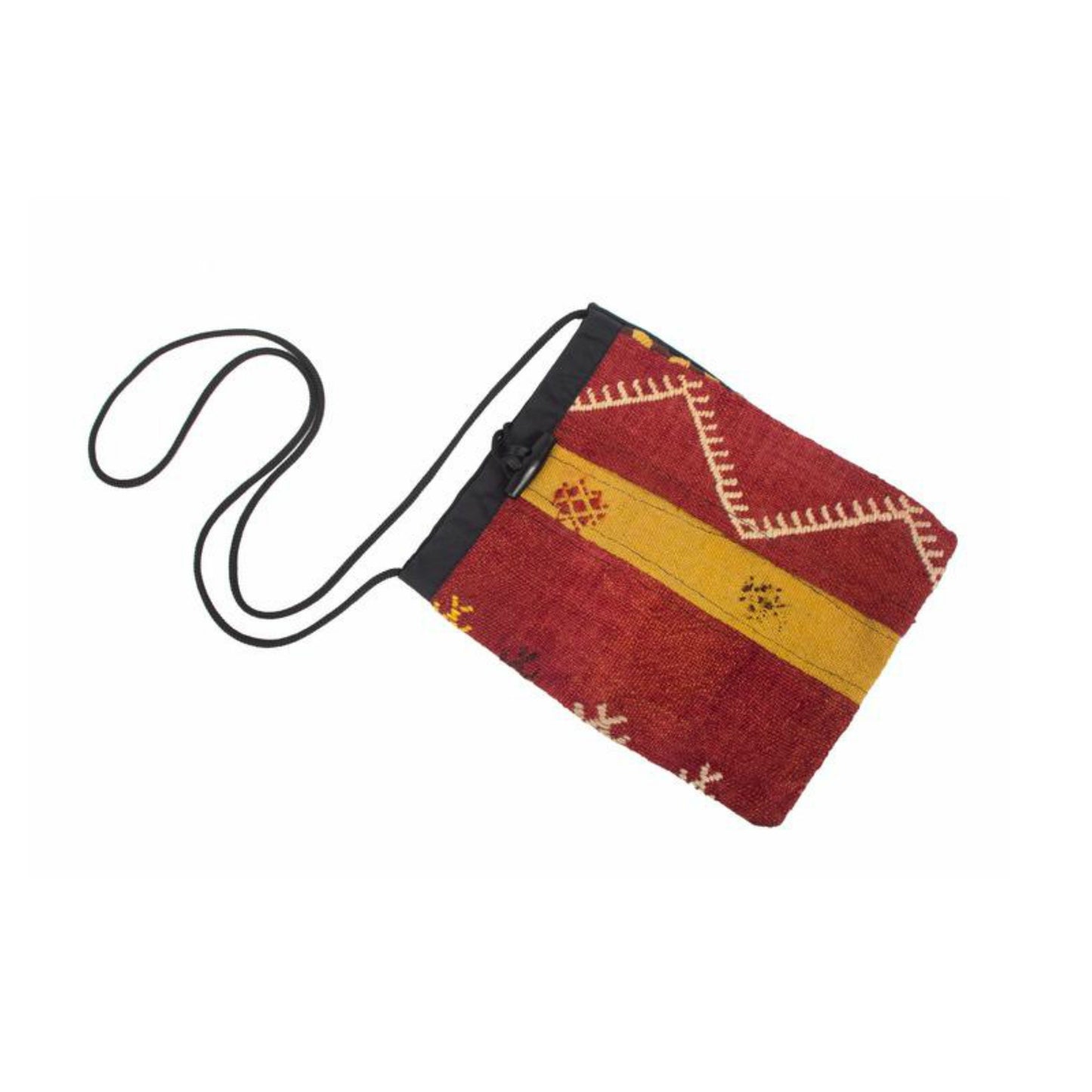 Kilim Purse - Yellow, Black and Deep Red - Beksan Designs