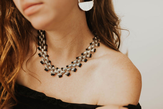 Black Onyx Zinc and Silver Necklace