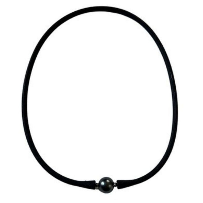 Black Pearl and Rubber Necklace