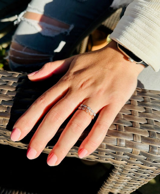 Crystal Antique Stack Ring (Silver)