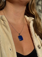Lapis Square Gemstone Silver Necklace