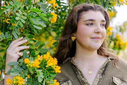 Amethyst 24k Gold Fill Triangle Stud Earrings