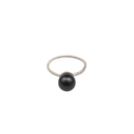 Black Pearl & Twisted Sterling Silver Stack Ring