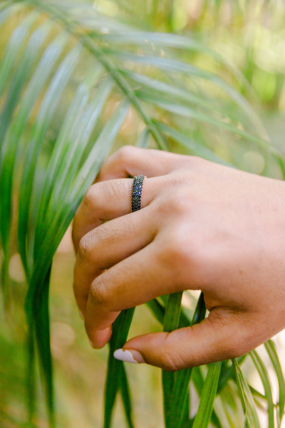 Black Crystal & Rose Gold Fill Ring