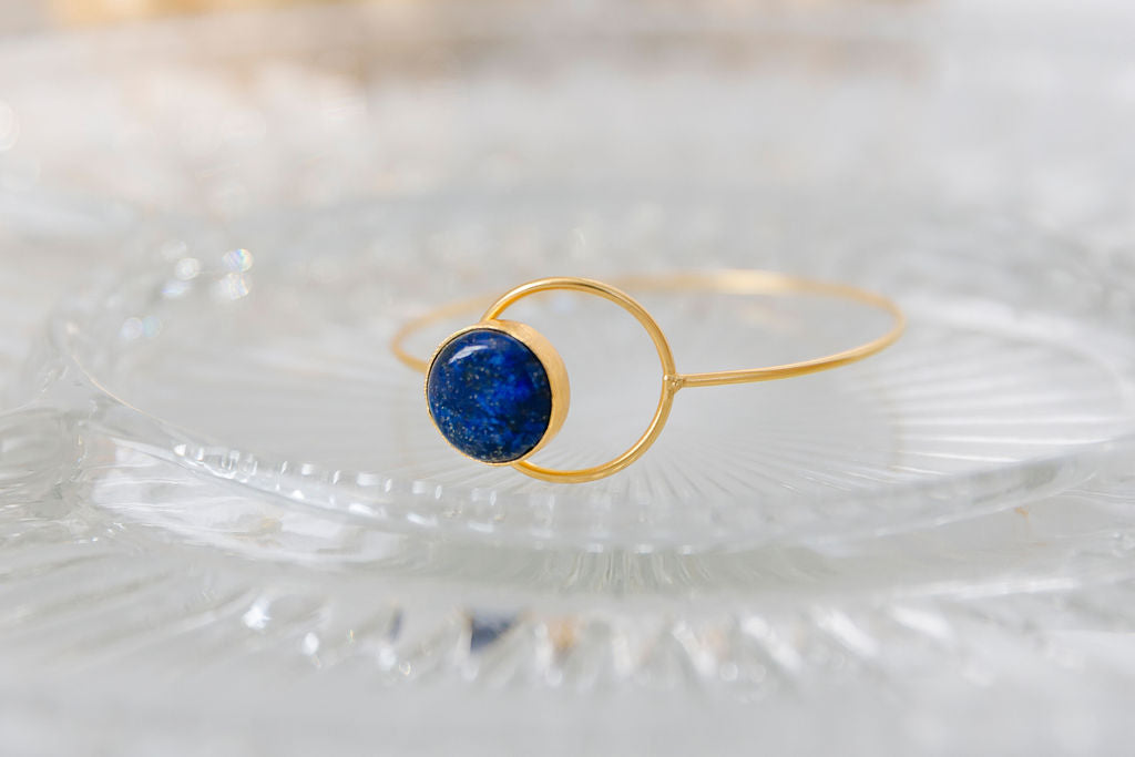 Blue Lapis 24k Gold Fill Hook & Eye Bracelet