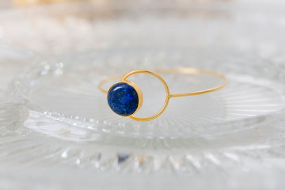 Blue Lapis 24k Gold Fill Hook & Eye Bracelet