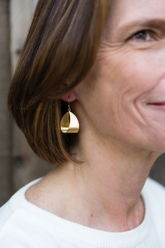 Gold Fill Ribbon Hammer Dangle Earrings