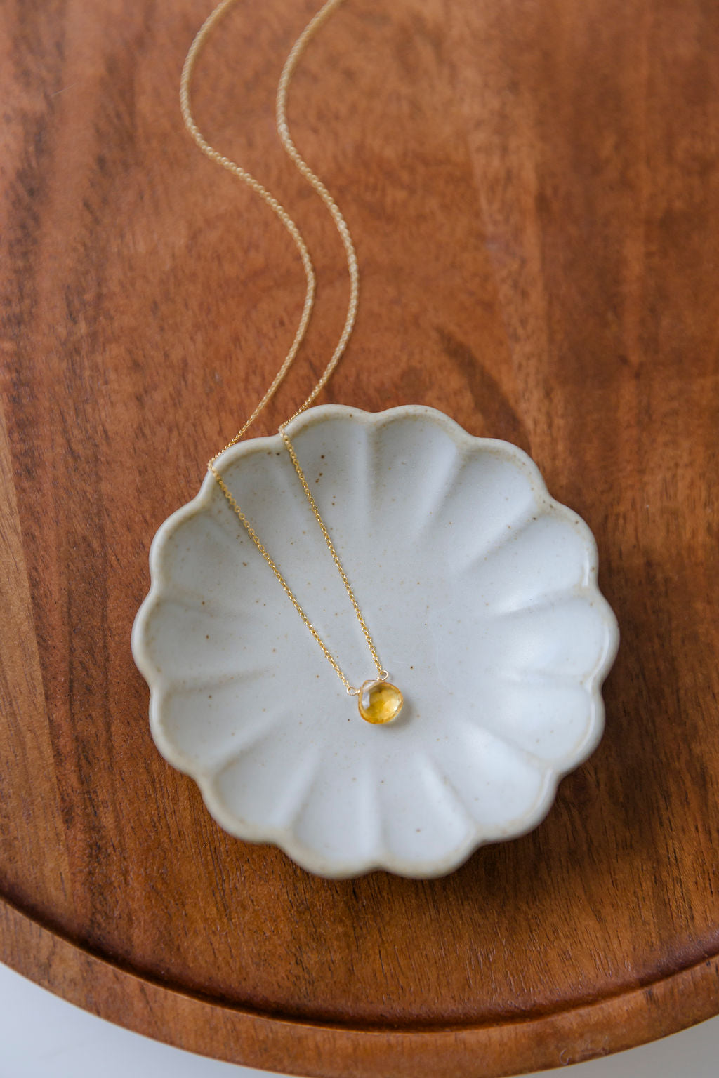 Citrine Adjustable 14k Gold Fill Chain Small Pendant Necklace