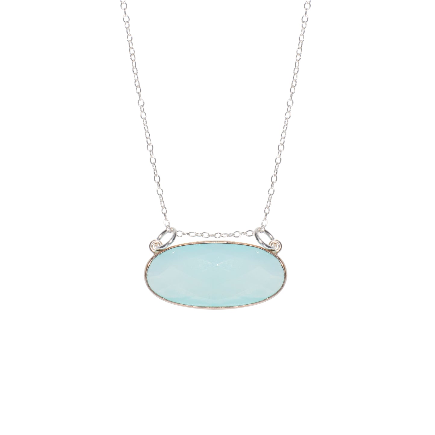 Chalcedony and Sterling Silver Floating Necklace