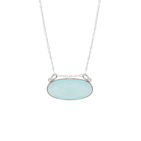 Chalcedony and Sterling Silver Floating Necklace