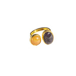 2 Stone Ring (Citrine and Amethyst) with 24k gold fill