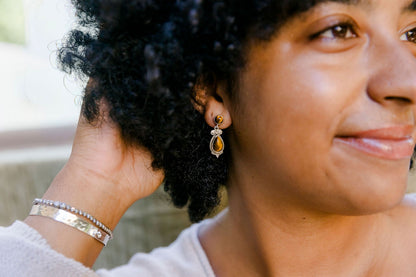 Tigers Eye Two Stone Silver Stud Earrings