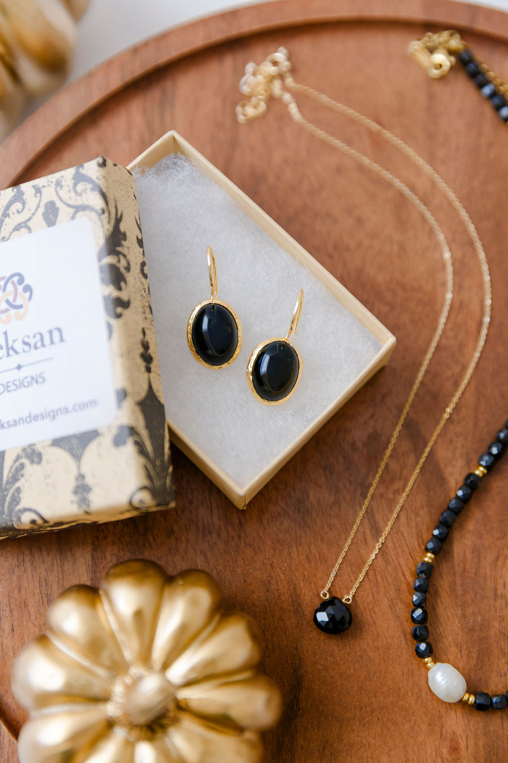 Black Onyx and 14k Gold Fill Pendant Necklace