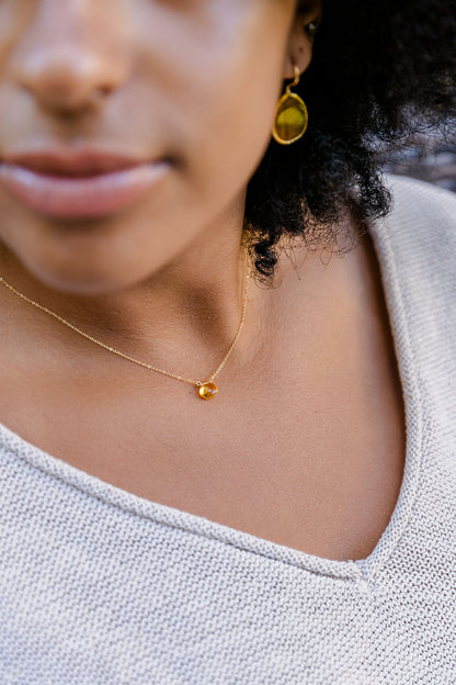 Citrine Adjustable 14k Gold Fill Chain Small Pendant Necklace